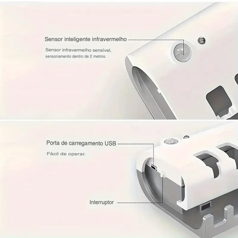 Porta Escovas/Dispenser de Pasta Com Esterilizador UV - SteriBrush UV Pro