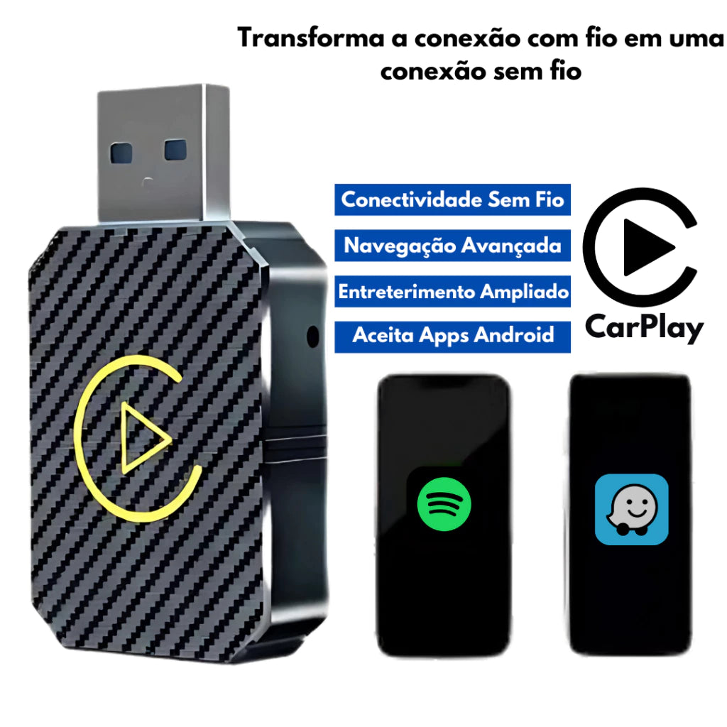 Adaptador Carplay e Android Auto Sem Fio - DriveFree