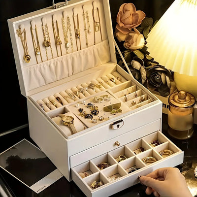 Caixa Organizadora de Joias com 3 Camadas - LuxJewels