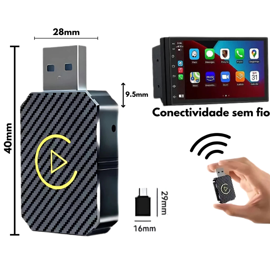 Adaptador Carplay e Android Auto Sem Fio - DriveFree