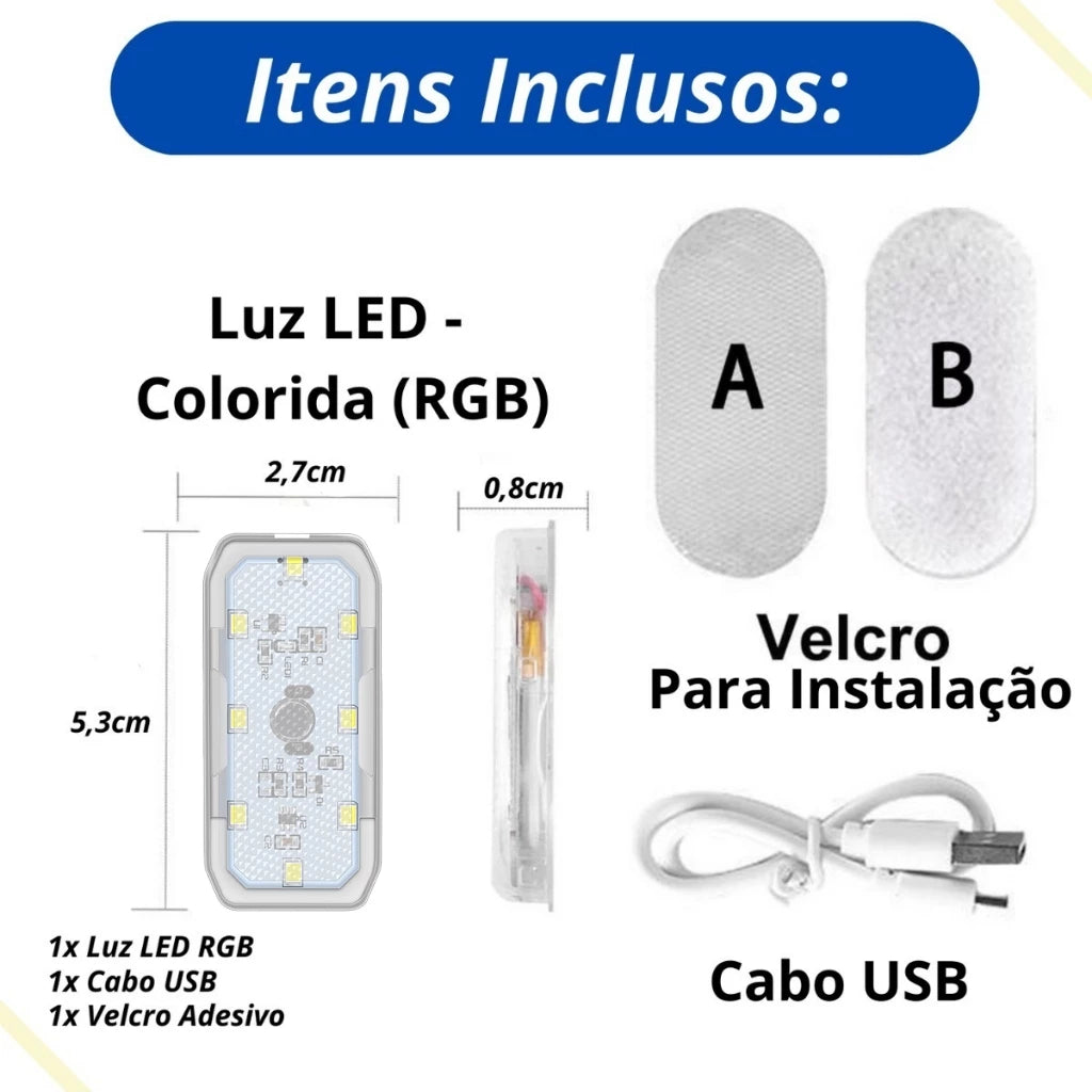 Luz LED Interna Sensor de Toque Para Carro (DESCONTO PROGRESSIVO) - BrightDrive