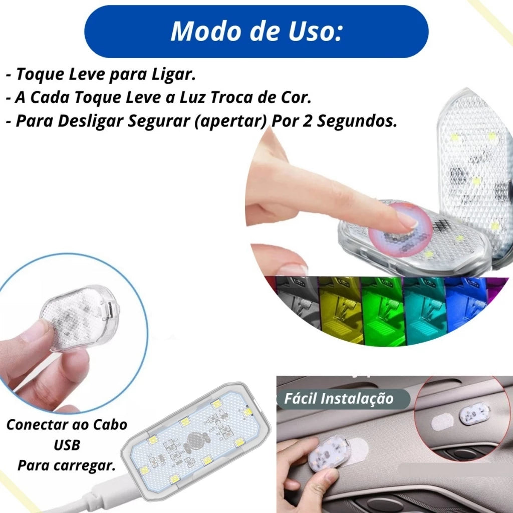Luz LED Interna Sensor de Toque Para Carro (DESCONTO PROGRESSIVO) - BrightDrive