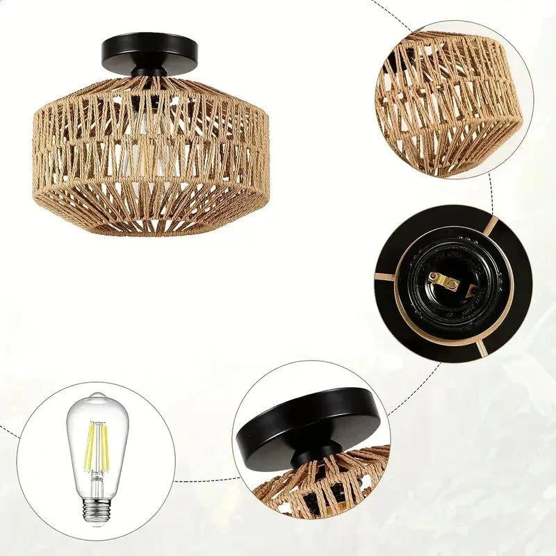 Luminária de Teto - BambooRattan - Default Title - Tudo Shop