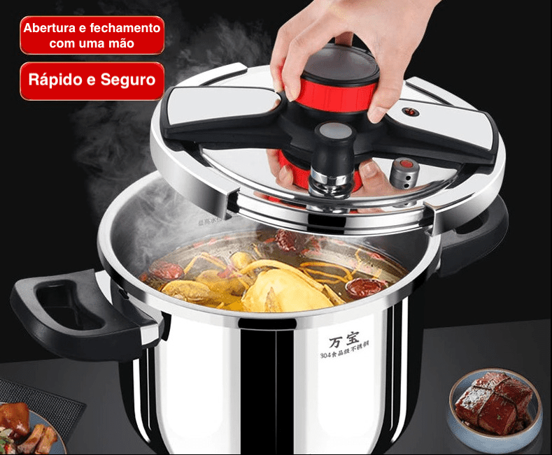 Panela De Pressão De Aço Inoxidável Com Sistema De Segurança - SecurePress - 7L, 8L, 10L - Tudo Shop