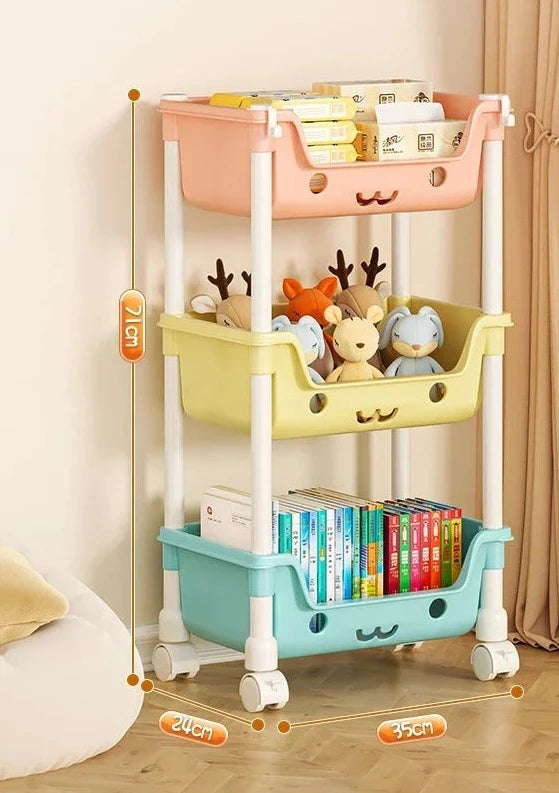 Carrinho Organizador Infantil - KidsRack - Carrinho Organizador de 3 Andares, Carrinho Organizador de 4 Andares - Tudo Shop