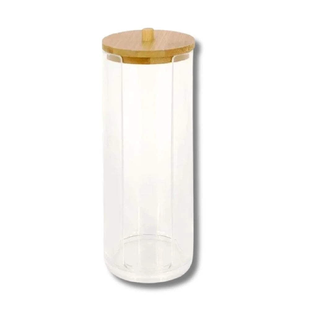 Organizadores Tampa De Bambú - EcoBamboo - Organizador duplo, Organizador Quadrado, Porta Algodão Grande, Porta Cotonetes, Porta Algodão Pequeno, Pote Organizador Duplo - Tudo Shop