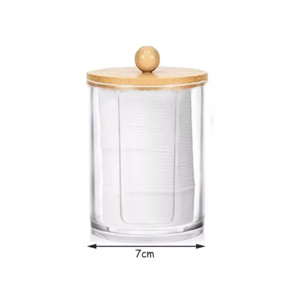 Organizadores Tampa De Bambú - EcoBamboo - Organizador duplo, Organizador Quadrado, Porta Algodão Grande, Porta Cotonetes, Porta Algodão Pequeno, Pote Organizador Duplo - Tudo Shop