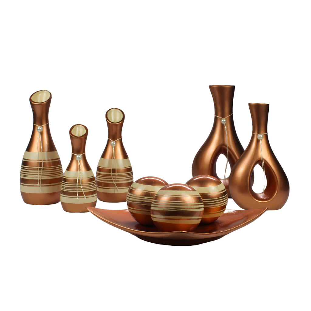 Conjunto Decorativo De Cerâmica 9 Peças - CeramiLux