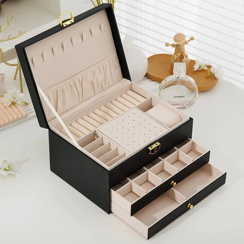 Caixa Organizadora de Joias com 3 Camadas - LuxJewels