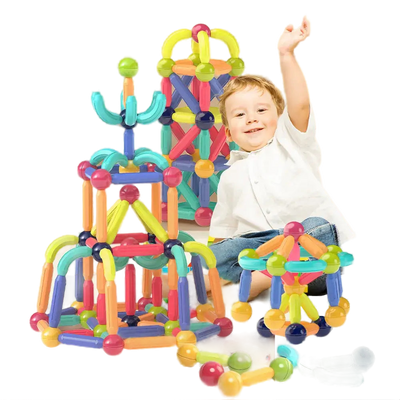 Brinquedo de Montagem Magnética - Magno Kids - 25PCS, 42PCS, 64PCS, 128PCS - Tudo Shop