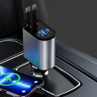 Carregador Retrátil 4 em 1 Para Carro - ChargeFlex