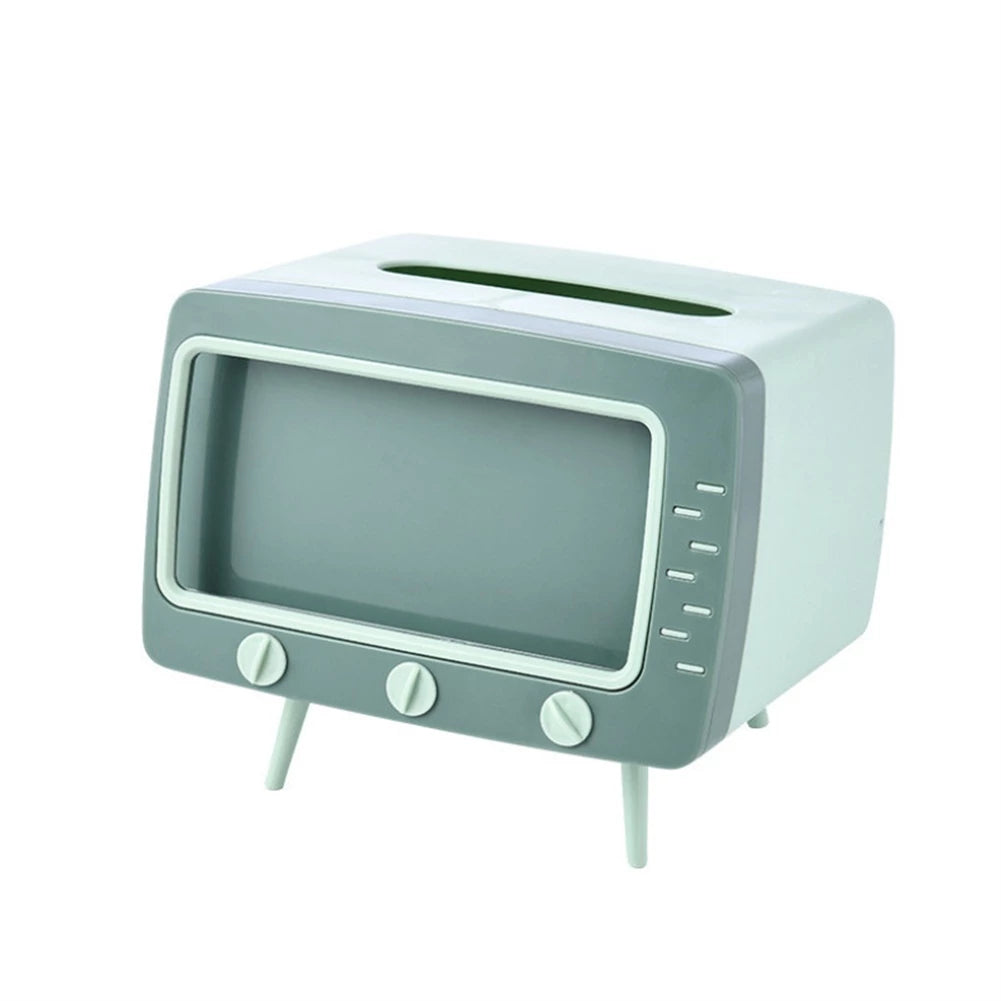 Suporte de Celular e Porta Lenços - TV Tissue - Azul e Amarelo, Verde, Rosa, Branco e Cinza - Tudo Shop