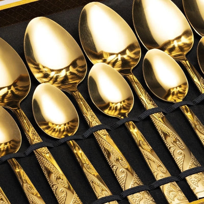 Faqueiro Dourado 24 Peças + Maleta De Luxo - ShinyGoldKit - Default Title - Tudo Shop