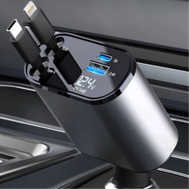 Carregador Retrátil 4 em 1 Para Carro - ChargeFlex