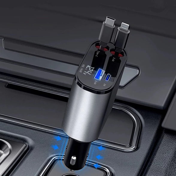 Carregador Retrátil 4 em 1 Para Carro - ChargeFlex