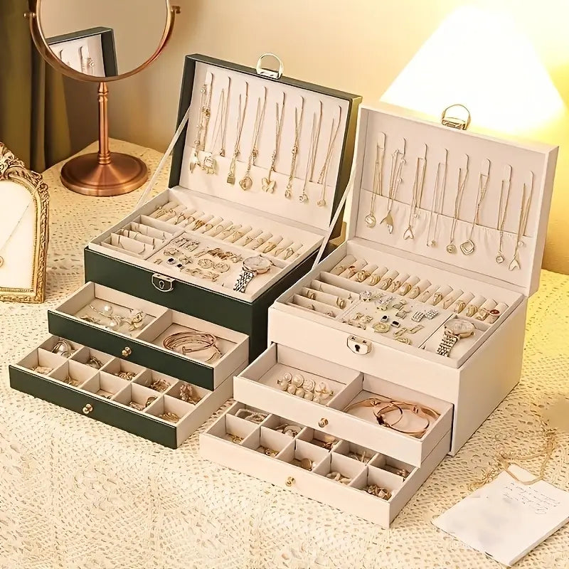 Caixa Organizadora de Joias com 3 Camadas - LuxJewels