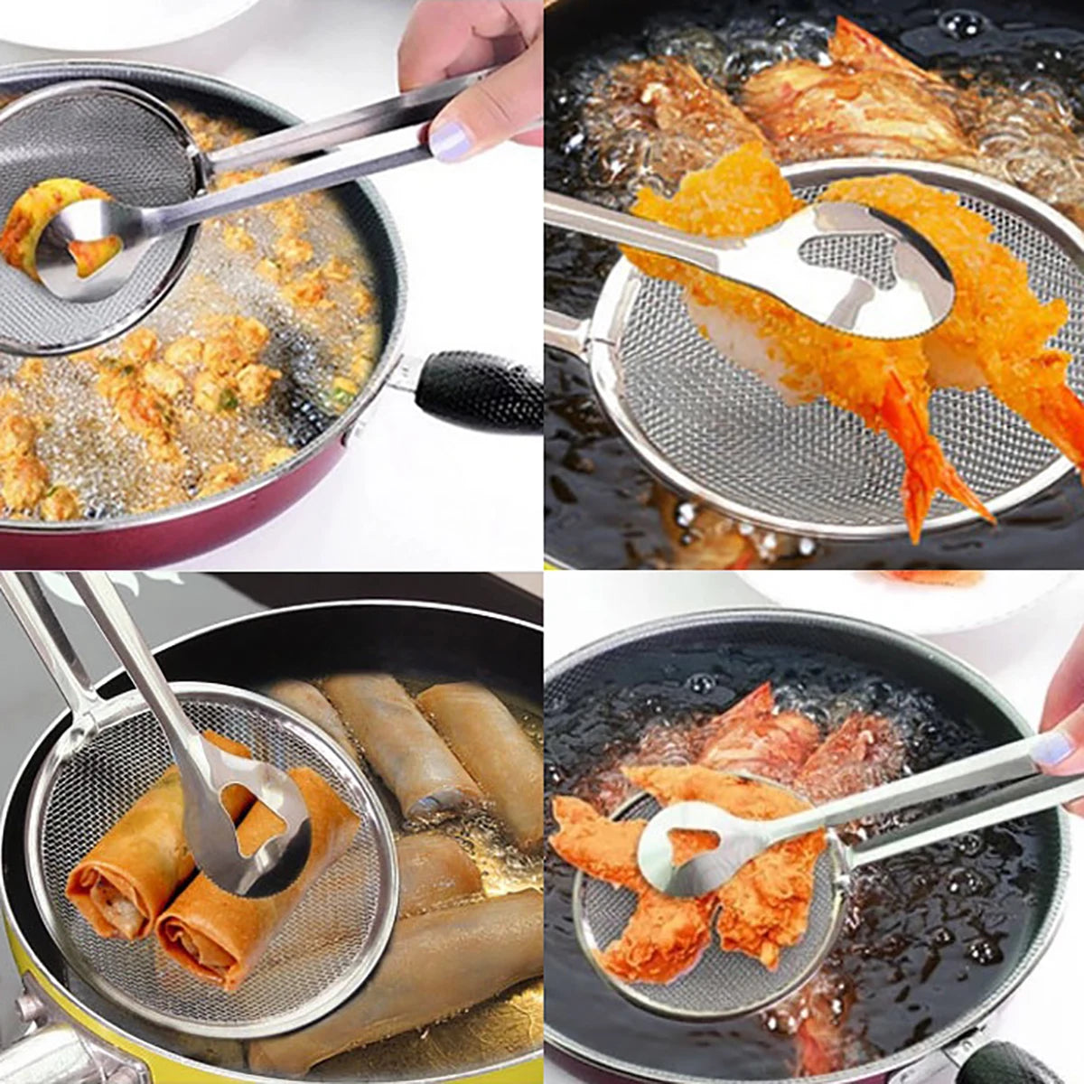 Escumadeira de Aço Inox com Pegador - ClipFry - Escumadeira de Aço Inox - Tudo Shop