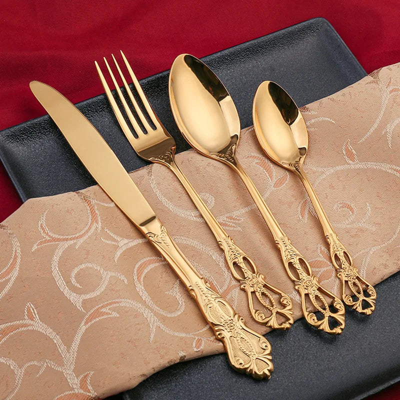 Faqueiro Inox 24 Peças - RoyalCutlery - Faqueiro Inox Prata 24pcs Box, Faqueiro Inox Dourado 24pcs Box, Faqueiro Inox Rose Gold 24pcs Box, Faqueiro Inox Prata 16pcs Box, Faqueiro Inox Dourado 16pcs Box, Faqueiro Inox Rose Gold 16pcs Box, Faqueiro Inox Preto 16pcs Box, Talheres Inox Prata 24pcs, Talheres Inox Dourado 24pcs, Talheres Inox Rose Gold 24pcs - Tudo Shop