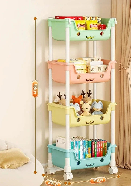 Carrinho Organizador Infantil - KidsRack - Carrinho Organizador de 3 Andares, Carrinho Organizador de 4 Andares - Tudo Shop