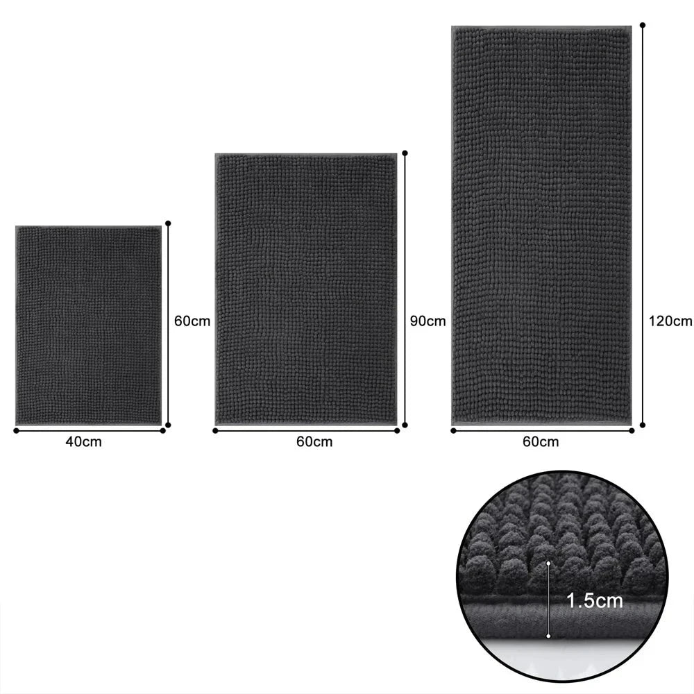 Tapete Antiderrapante Para Banheiro - ChenilleSoft - Tapete Antiderrapante Preto / 41x61cm, Tapete Antiderrapante Preto / 51x76cm, Tapete Antiderrapante Preto / 61x91cm, Tapete Antiderrapante Preto / 61x119cm, Tapete Antiderrapante Branco / 41x61cm, Tapete Antiderrapante Branco / 51x76cm, Tapete Antiderrapante Branco / 61x91cm, Tapete Antiderrapante Branco / 61x119cm, Tapete Antiderrapante Cinza Claro / 41x61cm, Tapete Antiderrapante Cinza Claro / 51x76cm - Tudo Shop