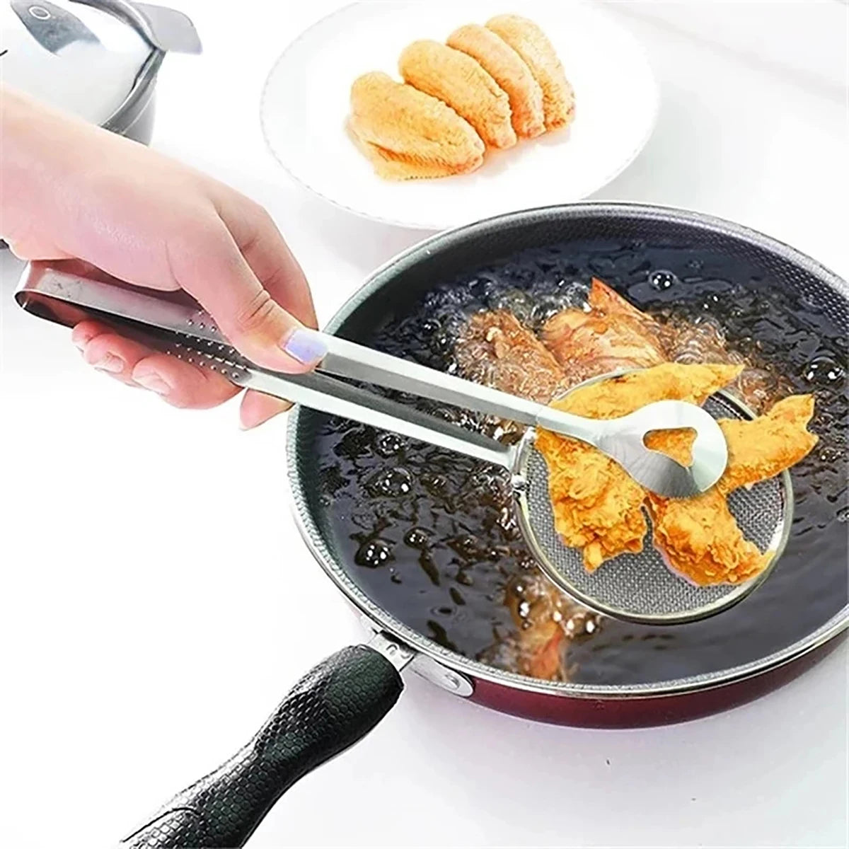 Escumadeira de Aço Inox com Pegador - ClipFry - Escumadeira de Aço Inox - Tudo Shop