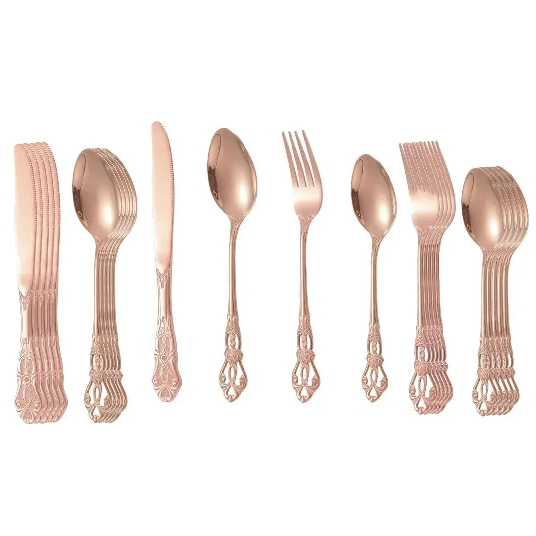 Faqueiro Inox 24 Peças - RoyalCutlery - Faqueiro Inox Prata 24pcs Box, Faqueiro Inox Dourado 24pcs Box, Faqueiro Inox Rose Gold 24pcs Box, Faqueiro Inox Prata 16pcs Box, Faqueiro Inox Dourado 16pcs Box, Faqueiro Inox Rose Gold 16pcs Box, Faqueiro Inox Preto 16pcs Box, Talheres Inox Prata 24pcs, Talheres Inox Dourado 24pcs, Talheres Inox Rose Gold 24pcs - Tudo Shop