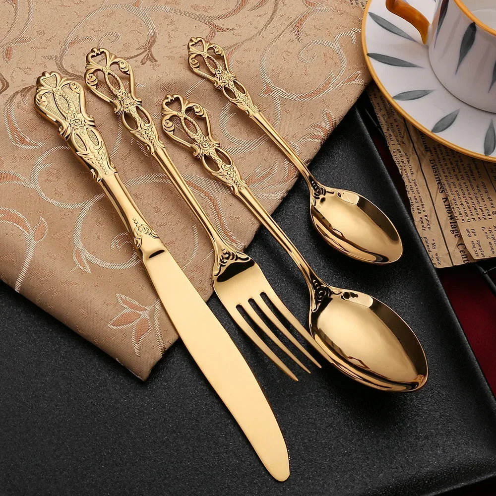 Faqueiro Inox 24 Peças - RoyalCutlery - Faqueiro Inox Prata 24pcs Box, Faqueiro Inox Dourado 24pcs Box, Faqueiro Inox Rose Gold 24pcs Box, Faqueiro Inox Prata 16pcs Box, Faqueiro Inox Dourado 16pcs Box, Faqueiro Inox Rose Gold 16pcs Box, Faqueiro Inox Preto 16pcs Box, Talheres Inox Prata 24pcs, Talheres Inox Dourado 24pcs, Talheres Inox Rose Gold 24pcs - Tudo Shop