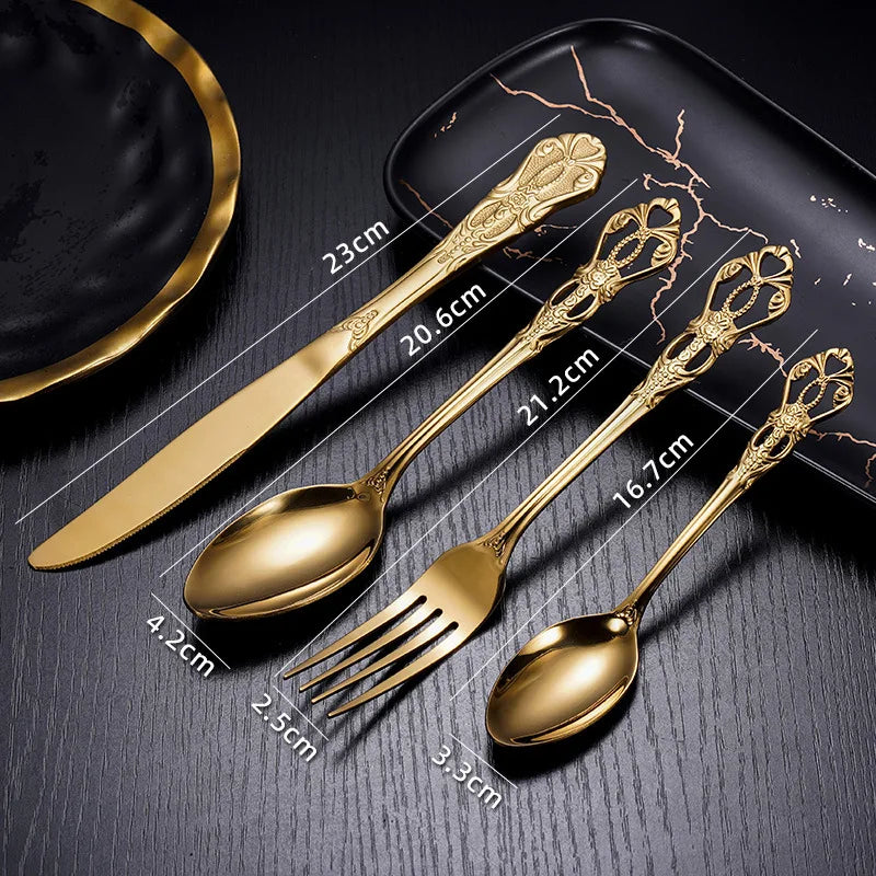 Faqueiro Inox 24 Peças - RoyalCutlery - Faqueiro Inox Prata 24pcs Box, Faqueiro Inox Dourado 24pcs Box, Faqueiro Inox Rose Gold 24pcs Box, Faqueiro Inox Prata 16pcs Box, Faqueiro Inox Dourado 16pcs Box, Faqueiro Inox Rose Gold 16pcs Box, Faqueiro Inox Preto 16pcs Box, Talheres Inox Prata 24pcs, Talheres Inox Dourado 24pcs, Talheres Inox Rose Gold 24pcs - Tudo Shop