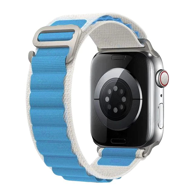 Pulseira para Smartwatch - SmartAlpino - ALP AZUL CELESTE / 38/40/41MM, ALP AZUL CELESTE / 42/44/45/49MM, ALP AZUL ROYAL / 38/40/41MM, ALP AZUL ROYAL / 42/44/45/49MM, ALP BRANCA ROSA / 38/40/41MM, ALP BRANCA ROSA / 42/44/45/49MM, ALP BRANCO AZUL / 38/40/41MM, ALP BRANCO AZUL / 42/44/45/49MM, ALP BRANCO VERMELHO / 38/40/41MM, ALP BRANCO VERMELHO / 42/44/45/49MM - Tudo Shop