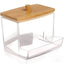 Organizadores Tampa De Bambú - EcoBamboo - Organizador duplo, Organizador Quadrado, Porta Algodão Grande, Porta Cotonetes, Porta Algodão Pequeno, Pote Organizador Duplo - Tudo Shop