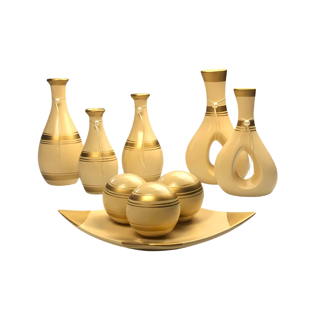 Conjunto Decorativo De Cerâmica 9 Peças - CeramiLux