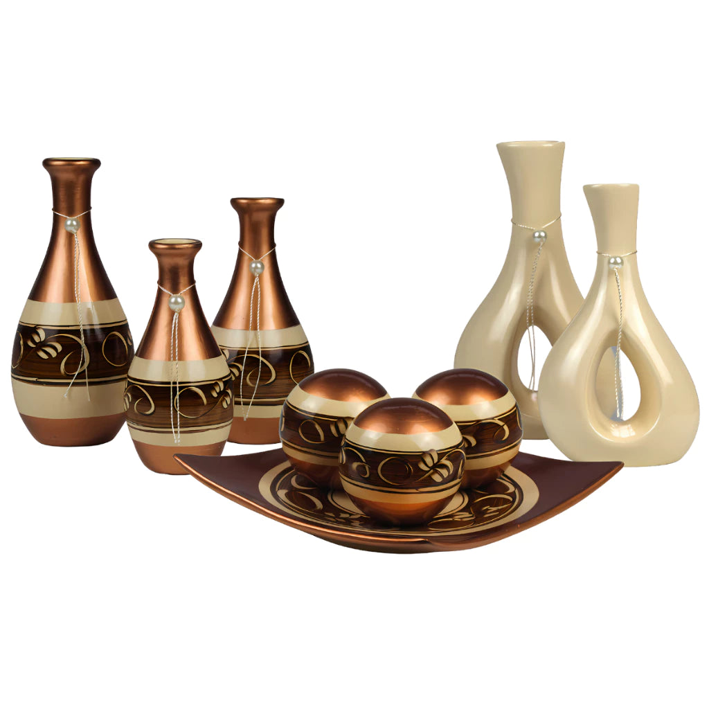 Conjunto Decorativo De Cerâmica 9 Peças - CeramiLux