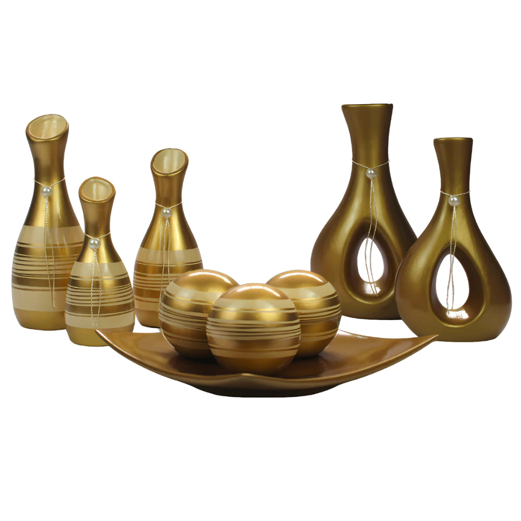 Conjunto Decorativo De Cerâmica 9 Peças - CeramiLux