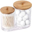 Organizadores Tampa De Bambú - EcoBamboo - Organizador duplo, Organizador Quadrado, Porta Algodão Grande, Porta Cotonetes, Porta Algodão Pequeno, Pote Organizador Duplo - Tudo Shop