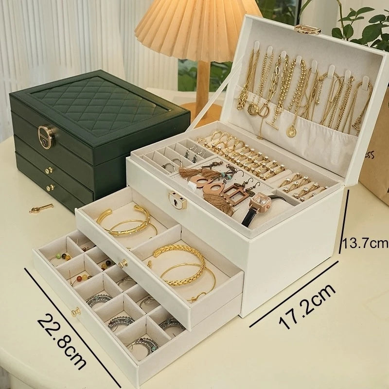 Caixa Organizadora de Joias com 3 Camadas - LuxJewels