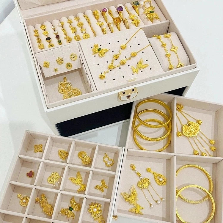 Caixa Organizadora de Joias com 3 Camadas - LuxJewels