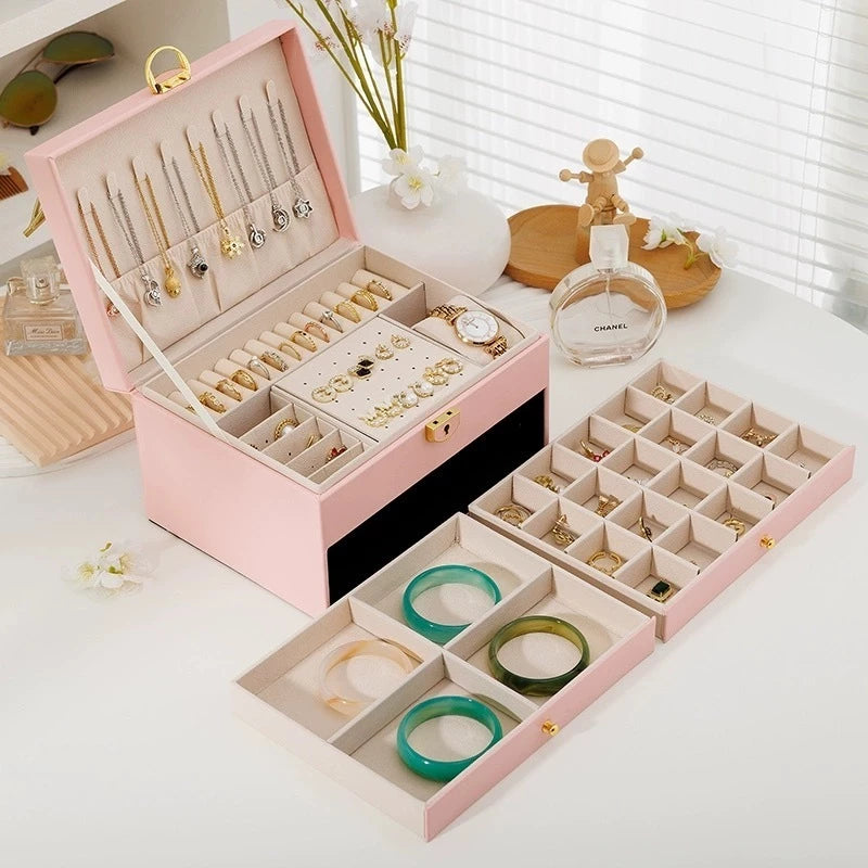 Caixa Organizadora de Joias com 3 Camadas - LuxJewels