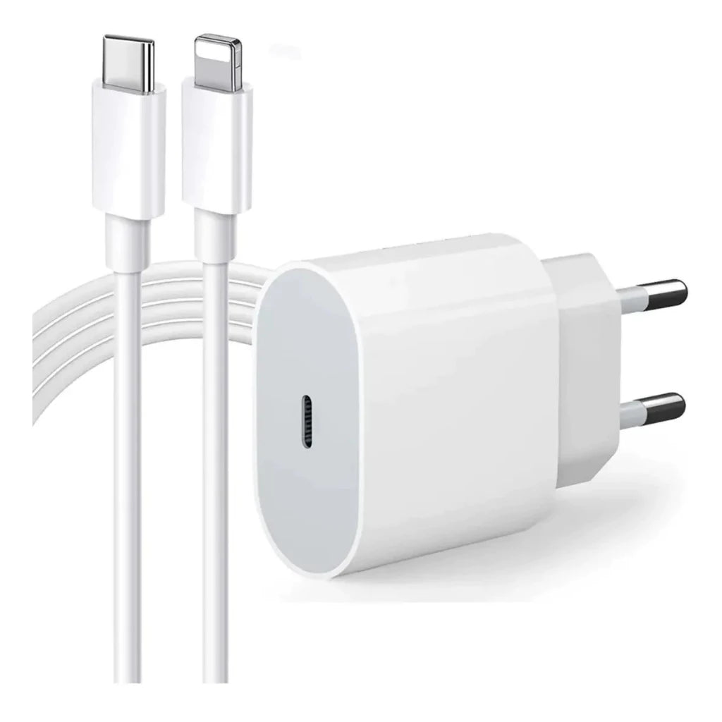 Carregador De iPhone 1m 20w - CarregaFast - Cabo USB-C, Fonte 20W, Fonte 20W + Cabo USB-C - Tudo Shop