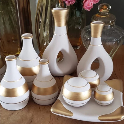 Conjunto Decorativo De Cerâmica 9 Peças - CeramiLux