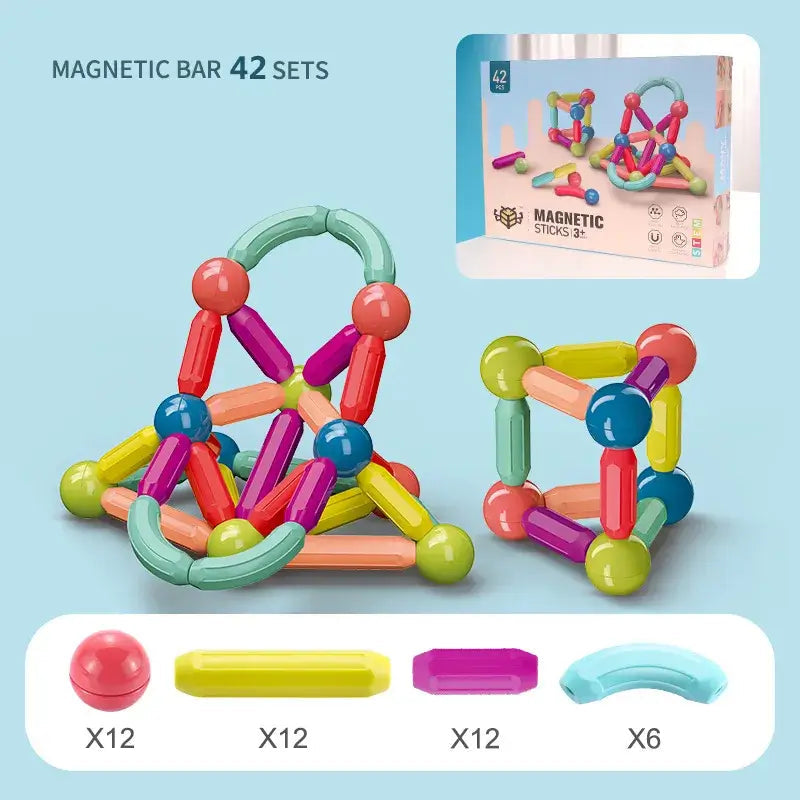 Brinquedo de Montagem Magnética - Magno Kids - 25PCS, 42PCS, 64PCS, 128PCS - Tudo Shop