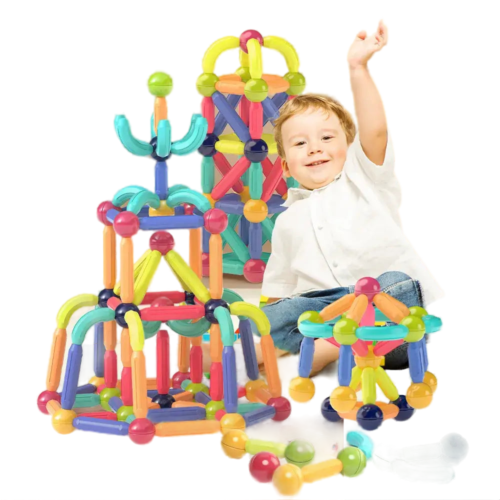 Brinquedo de Montagem Magnética - Magno Kids - 25PCS, 42PCS, 64PCS, 128PCS - Tudo Shop