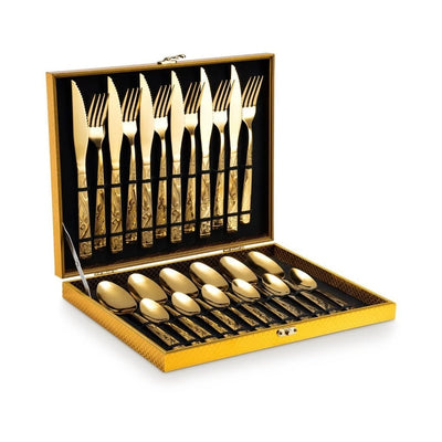 Faqueiro Dourado 24 Peças + Maleta De Luxo - ShinyGoldKit - Default Title - Tudo Shop