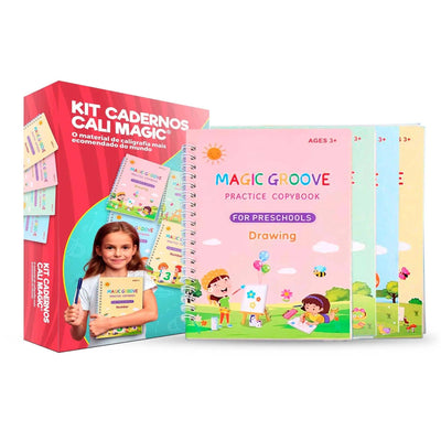 Cadernos de Caligrafia Mágico Kit 4 Unidades - Magic Spelling - Default Title - Tudo Shop