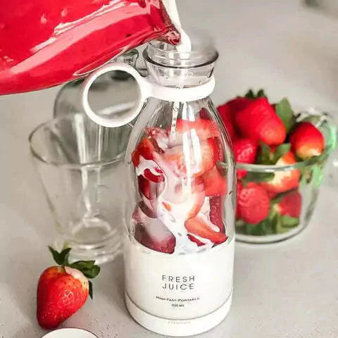Liquidificador Portátil Carregador USB - Fresh Blender - Branco, Rosa - Tudo Shop